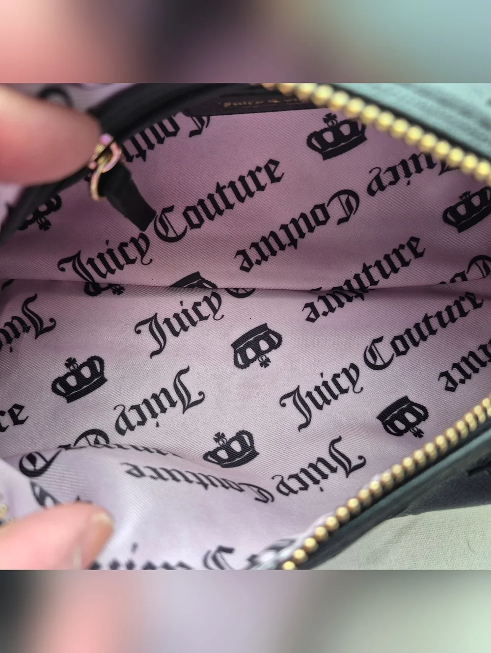Juicy Couture Black Barrel Bag Heart Charm Teddy Keychain Y2K Crossbody NWT